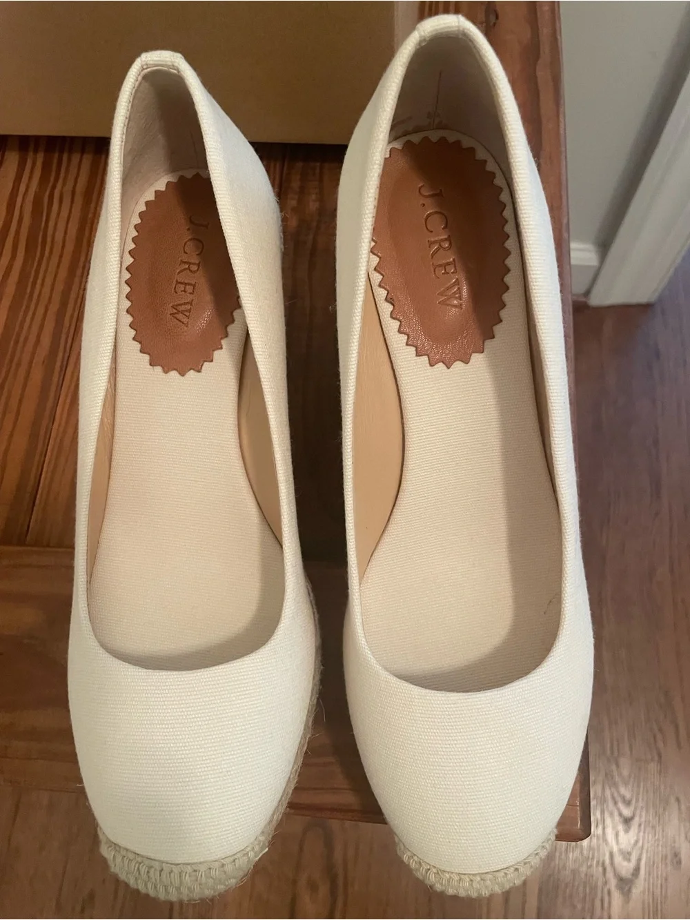 J.Crew Women's Cream Canvas Espadrille Wedges